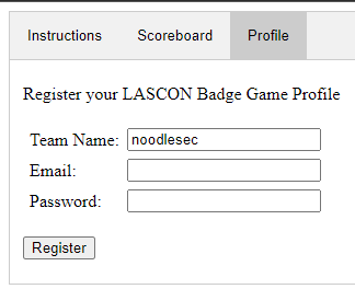 screenshot of profile creation form